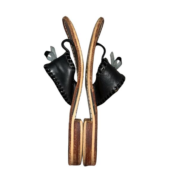 Jack Rogers Adeline Black Whipstitched Leather Bow Flat Sandals Women's‎ size 7M - Picture 5 of 8